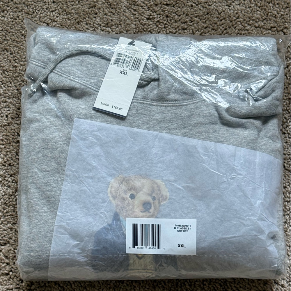 Gray Hoodie with Bear Graphic